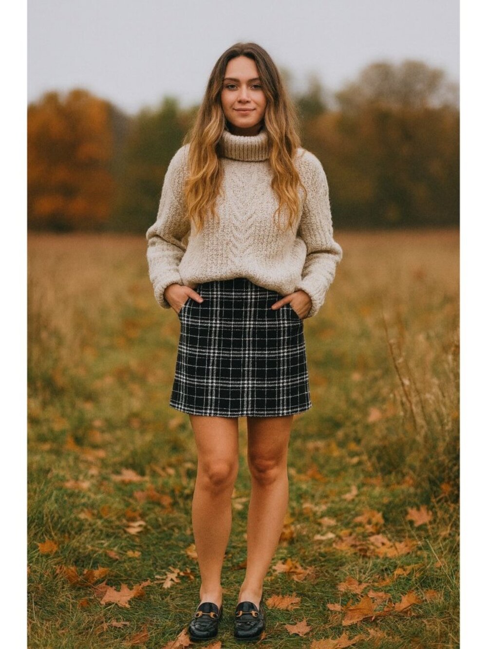 SHEIN Plaid Mini Skirt Black White M Women’s Stretch Checkered Preppy Y2K